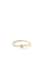 Cléo 14K Gold Square Stackable Ring With Diamonds