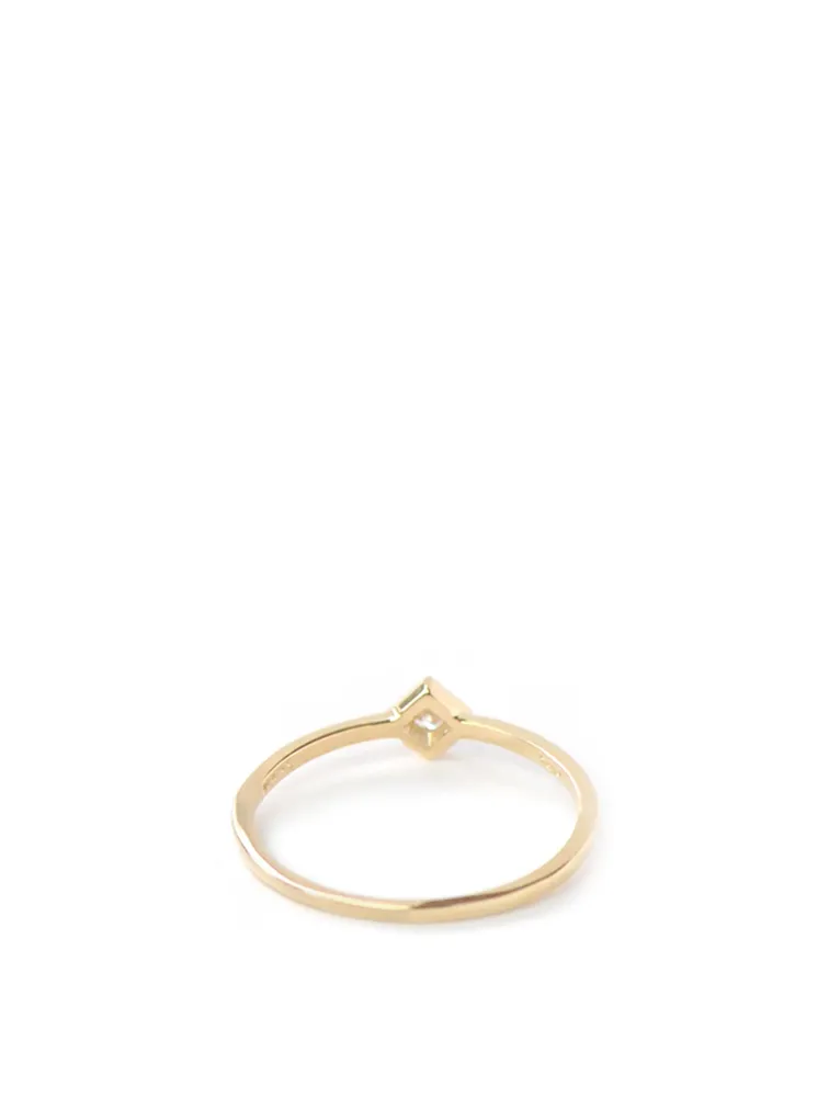 Cléo 14K Gold Square Stackable Ring With Diamonds