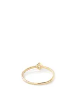 Cléo 14K Gold Square Stackable Ring With Diamonds