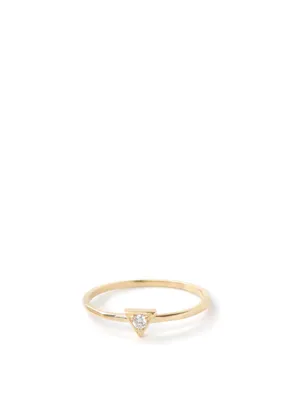 Cléo 14K Gold Triangle Stackable Ring With Diamonds