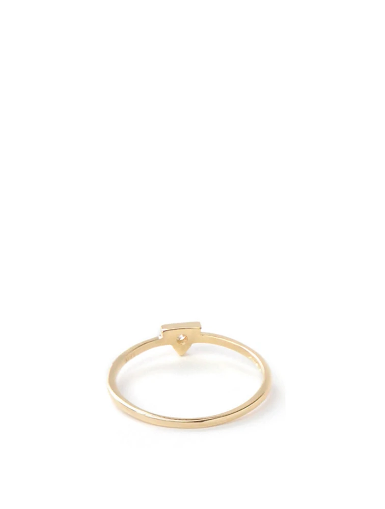 Cléo 14K Gold Triangle Stackable Ring With Diamonds