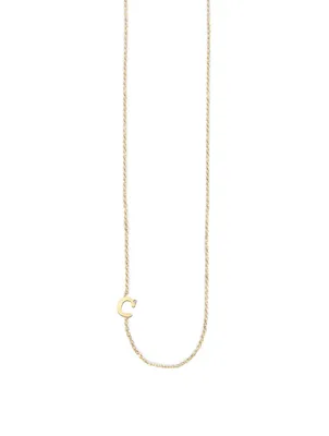 Customizable Love Letter 14K Gold C Necklace With Diamond