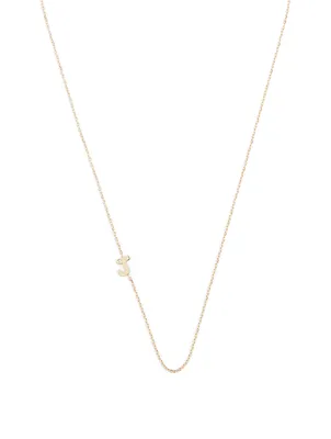 Customizable Love Letter 14K Gold J Necklace With Diamond