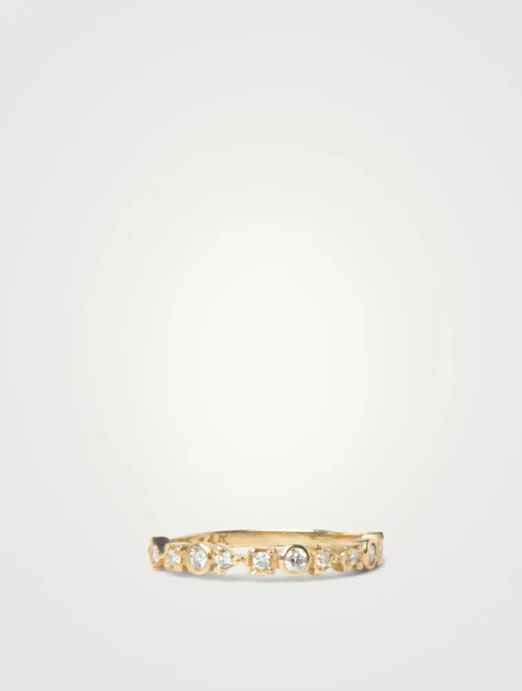 Cléo 14K Gold Geometric Stackable Ring With Diamonds