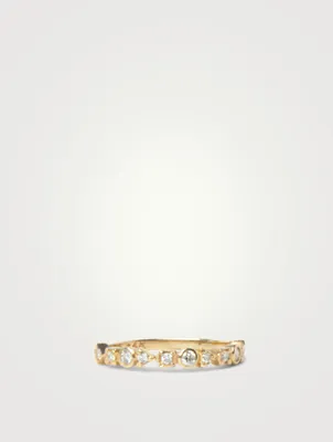 Cléo 14K Gold Geometric Stackable Ring With Diamonds