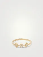 Aztec 14K Gold North Star Trio Ring With Diamonds