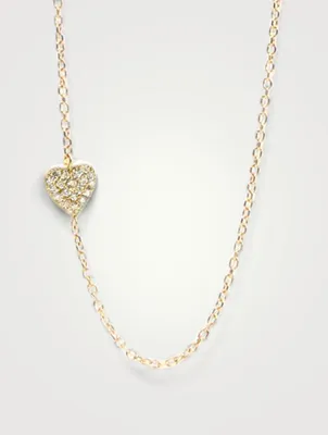 Love Letter 14K Gold Heart Necklace With Diamonds