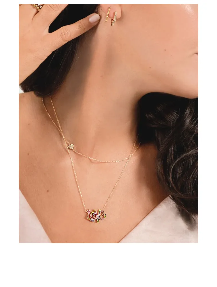 Love Letter 14K Gold Heart Necklace With Diamonds