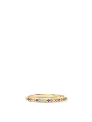 Classique 14K Gold Pavé Half Eternity Band Multicolour Sapphires