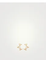 Aztec 14K Gold Starburst Zig Zag Stud Earrings With Diamonds