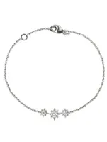 Mini Aztec Sterling Silver North Star Bar Bracelet With White Sapphires
