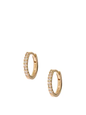 Classique 14K Gold Pavé Huggie Hoop Earrings With Diamonds