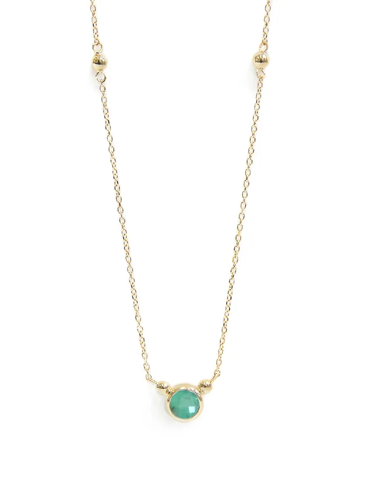 Bonheur 14K Gold Birthstone Necklace With Emerald