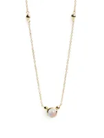 Bonheur 14K Gold Birthstone Necklace With Rainbow Moonstone