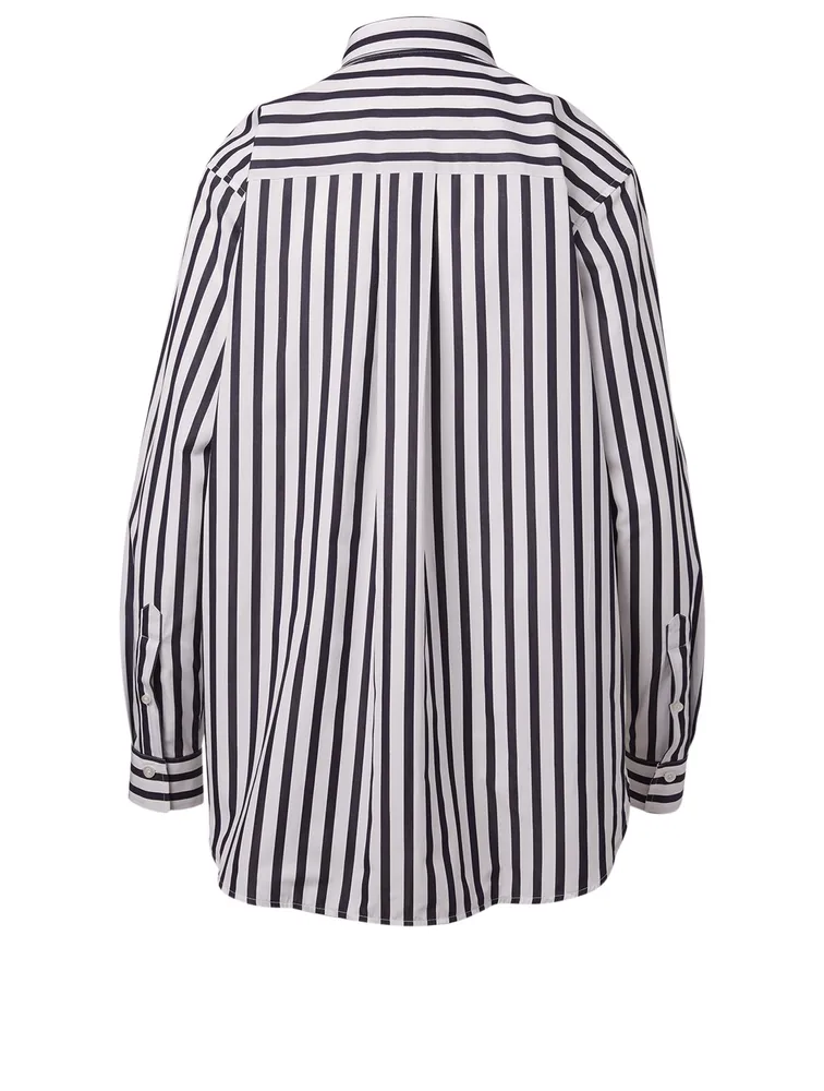 Capri Cotton Shirt Stripe Print