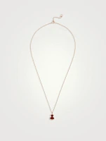 Petite Wulu 18K Rose Gold Red Agate Pendant Necklace With Diamonds