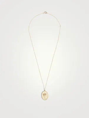 Date Palm  10K Gold Pendant Necklace With Diamonds - 18" Chain