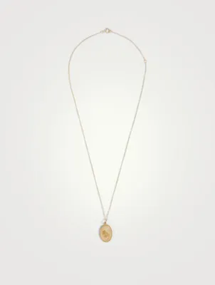 Palm Leaf 10K Gold Diamond Pendant Necklace - 18" Chain