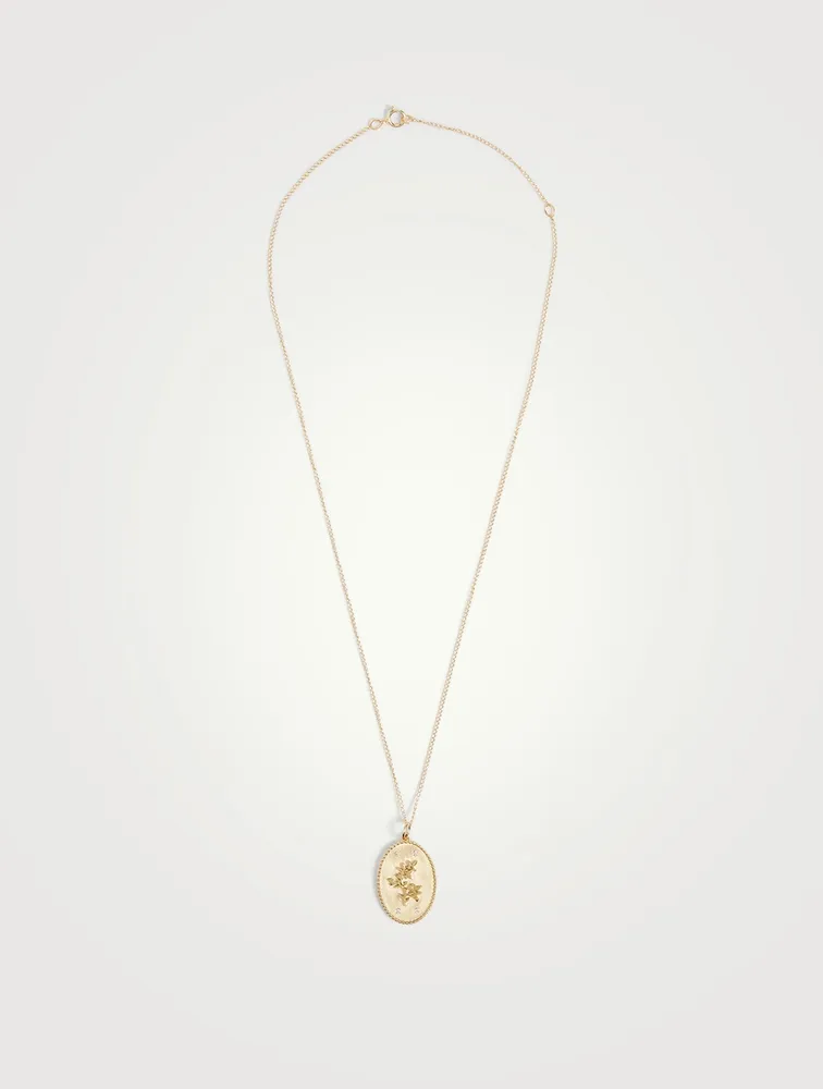 Pomegranate Vine 10K Gold Pendant Necklace - 18" Chain