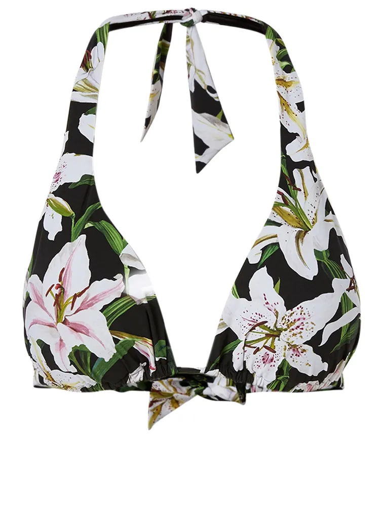 Pretty Flower Zebra Removable Cup Triangle Bikini Top 