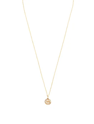 Medium 14K Gold Pyramid Evil Eye Necklace With Diamonds