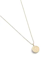 14K Gold Pearl Evil Eye Ray Coin Charm Necklace