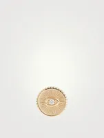 Small 14K Gold Marquis Eye Coin Stud Earring
