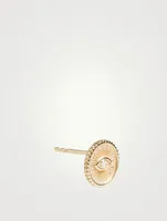 Small 14K Gold Marquis Eye Coin Stud Earring