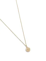 14K Gold Small Marquis Eye Coin Charm Necklace With Diamonds