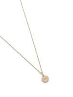 14K Gold Small Marquis Eye Coin Charm Necklace With Diamonds
