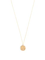 14K Gold Luck And Protection Coin Charm Necklace With Diamonds