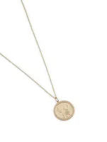 14K Gold Luck And Protection Coin Charm Necklace With Diamonds