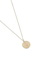 14K Gold Luck And Protection Coin Charm Necklace With Diamonds