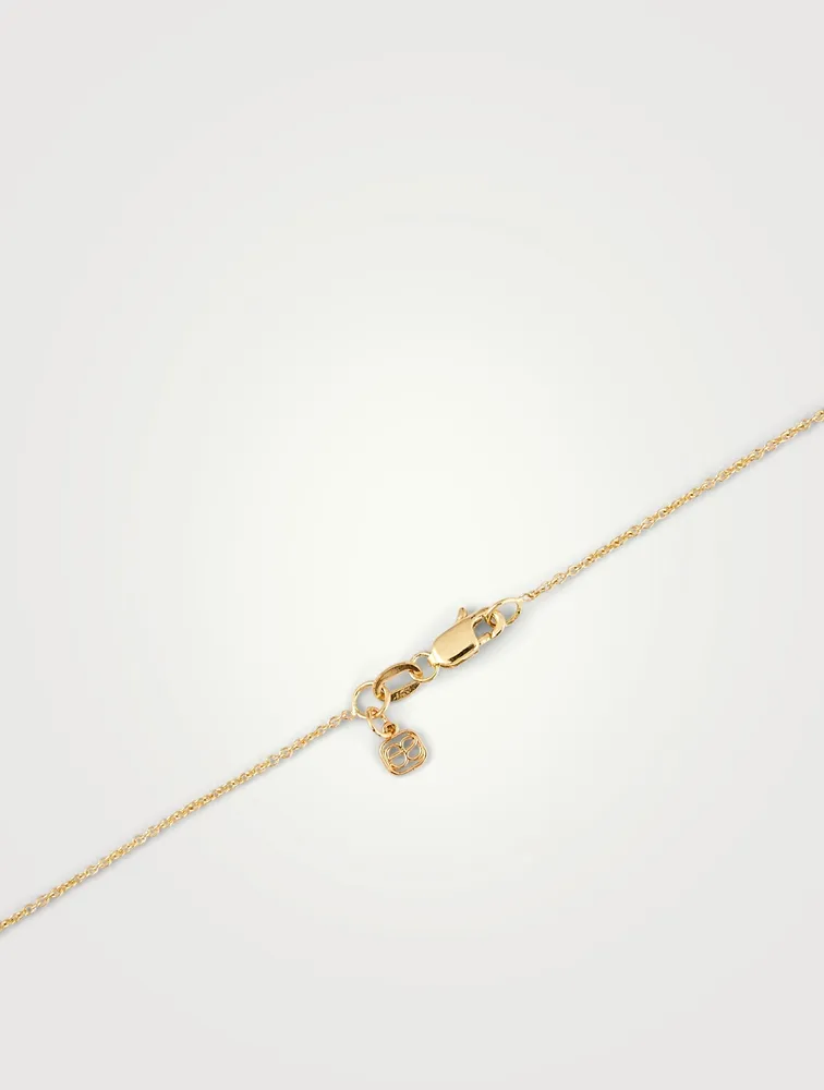 14K Gold Luck And Protection Cartouche Charm Necklace With Diamonds