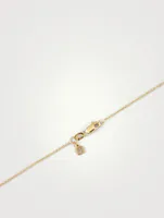 14K Gold Luck And Protection Cartouche Charm Necklace With Diamonds