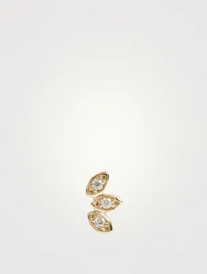 14K Gold Marquis Trio Stud Earring With Diamonds