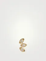 14K Gold Marquis Trio Stud Earring With Diamonds