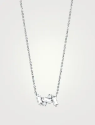 Bloom 14K White Gold Mini Bar Necklace With Diamonds