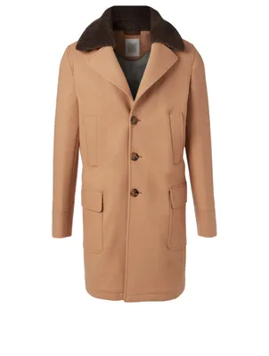 Wool And Cashmere Coat With Shearling Collar