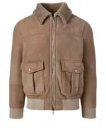 Suede And Shearling Bomber Jacket
