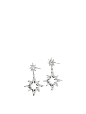 Aztec Sterling Silver Hollow Star Earrings With Topaz And White Sapphires