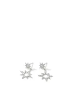 Aztec Sterling Silver Hollow Star Earrings With Topaz And White Sapphires