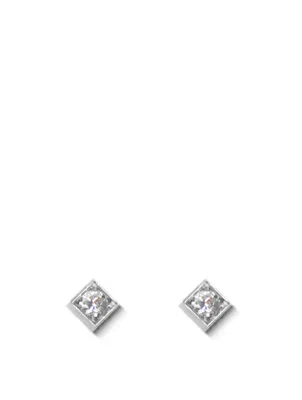 Cléo Sterling Silver Square Stud Earrings With White Sapphire