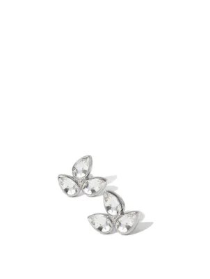 Bouquet Sterling Silver Fleur De Lis Stud Earrings With Topaz