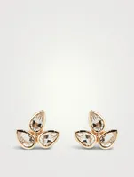 Bouquet 14K Gold Fleur de Lis Stud Earrings With White Topaz