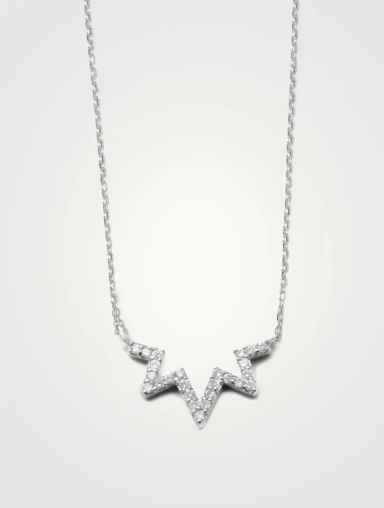 Aztec Sterling Silver Starburst Zig Zag Necklace With White Topaz