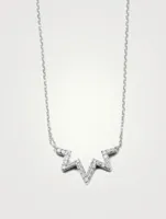 Aztec Sterling Silver Starburst Zig Zag Necklace With White Topaz