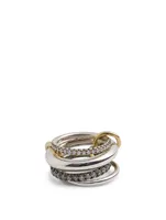 Cassini 18K Gold And Sterling Silver Stacked Ring With Diamonds
