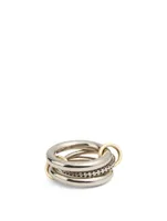 Libra BG 18K Gold And Silver Linked Ring With Diamonds