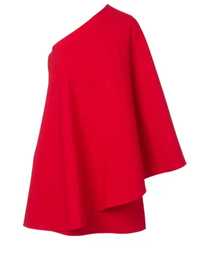 Wool-Blend One-Shoulder Mini Dress
